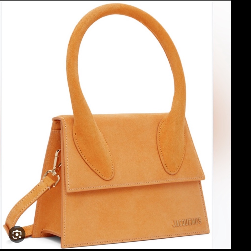JACQUEMUS Le Grand Chiquito Suede Leather Orange Large Handbag Authentic